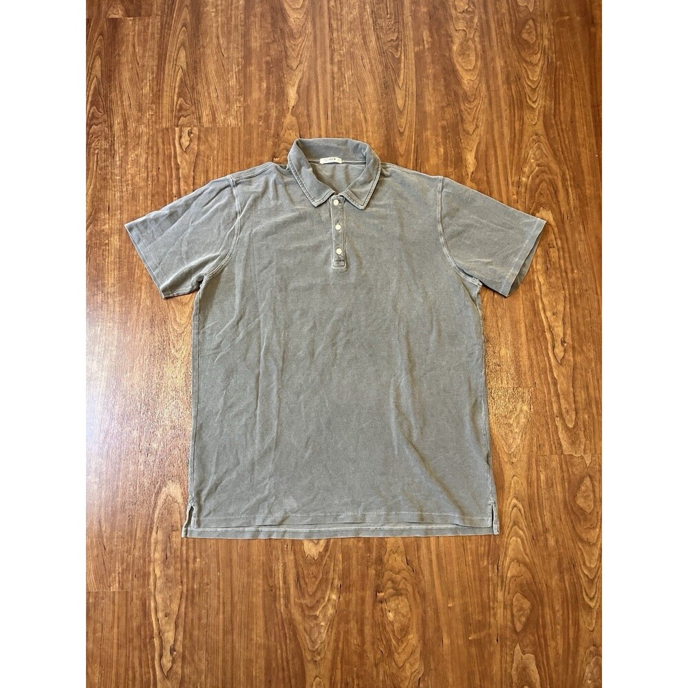 Buck Mason Polo Shirt Mens XXL Gray 100% Cotton Short Sleeve Casual Solid